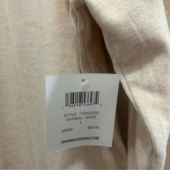 89th + Madison Oatmeal Ruffle Sweatshirt NWT L - Picture 2 of 6